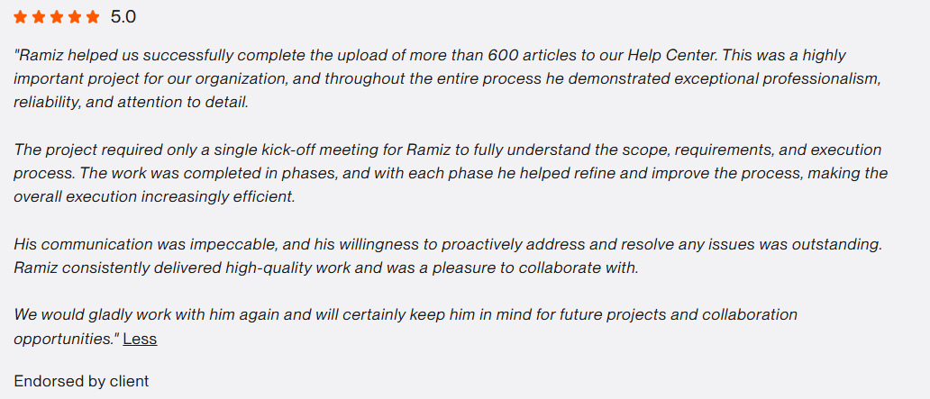Client review screenshot